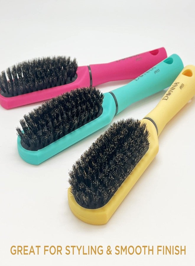 دونا فرشاة تصفيف الشعر دونا بور - شعيرات ناعمة من شعر الخنزير البري لشعر النساء، مقبض خفيف الوزن لفك التشابك بلطف، لمسة نهائية ناعمة وتصفيف يومي، لون أصفر - Image 4